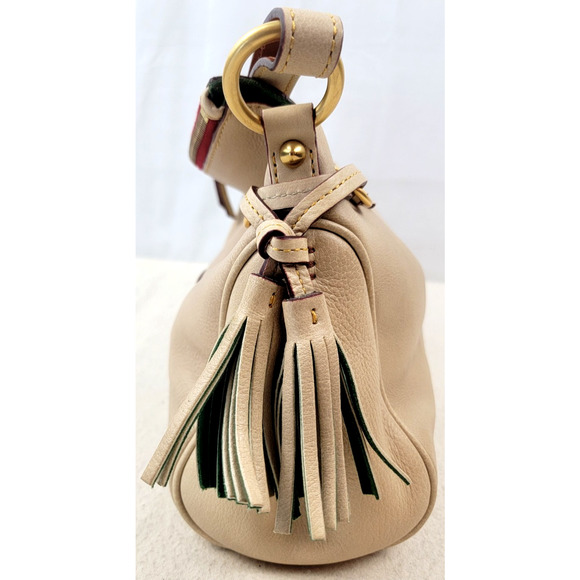 Dooney & Bourke Florentine Leather Tassel Shoulder Bag Natural Tan Hobo Purse - Picture 5 of 13